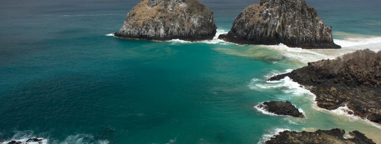 Aerial view rocky beach